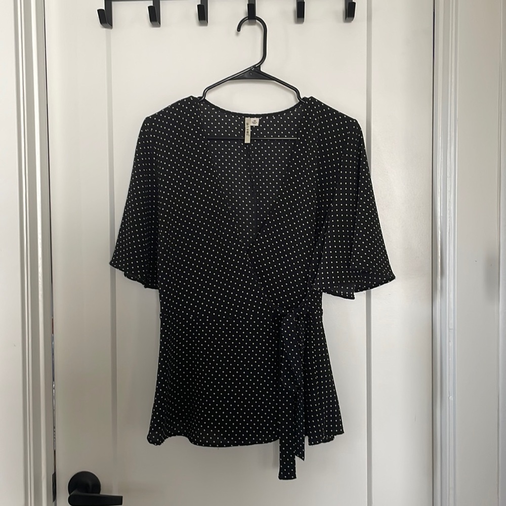 Black & White dotted wrap top